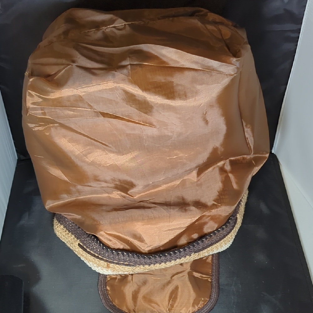Striped Brown Cream and Tan Backpack Bag - Picture 3 of 3